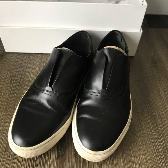 Vince Shoes - Vince Nelson Black Leather Slip On Shoes